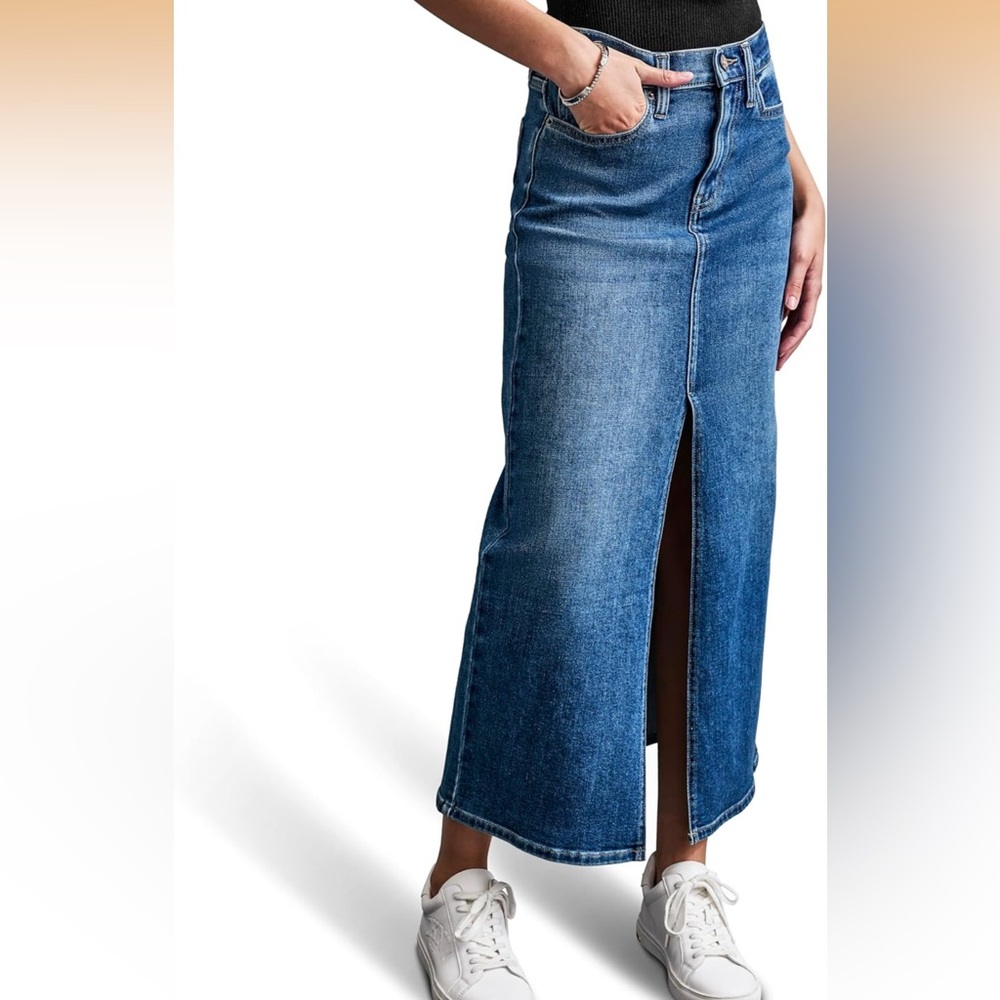 NWT DKNY HIGH RISE MAXI DENIM SKIRT SIZE 25‎ - Picture 3 of 4